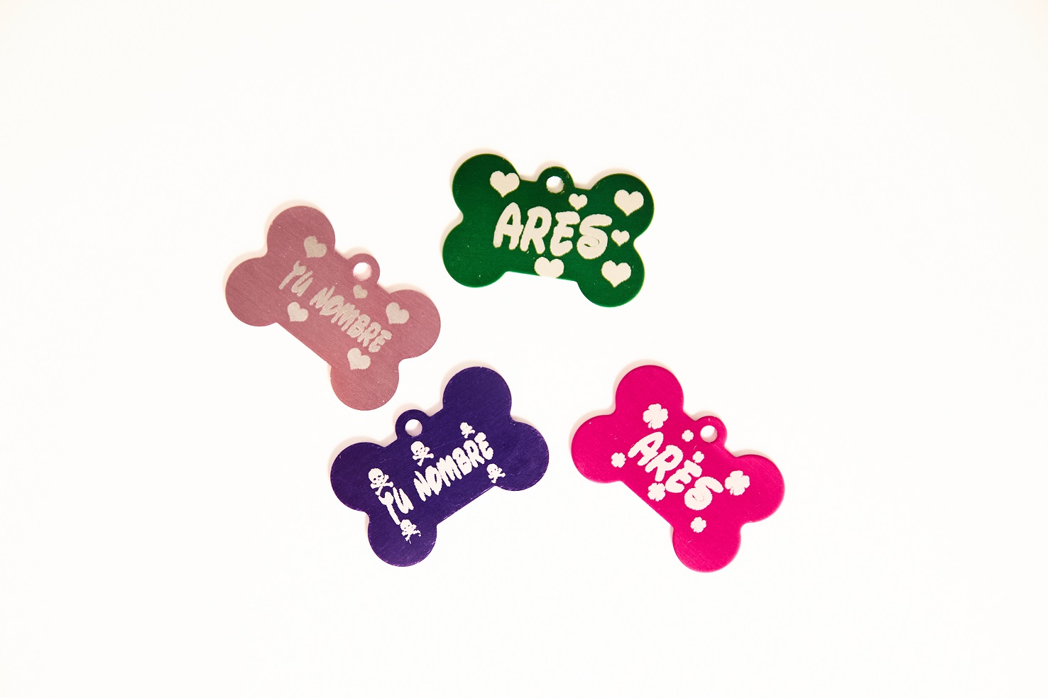 Chapita identificativa para perro forma de hueso (colores)