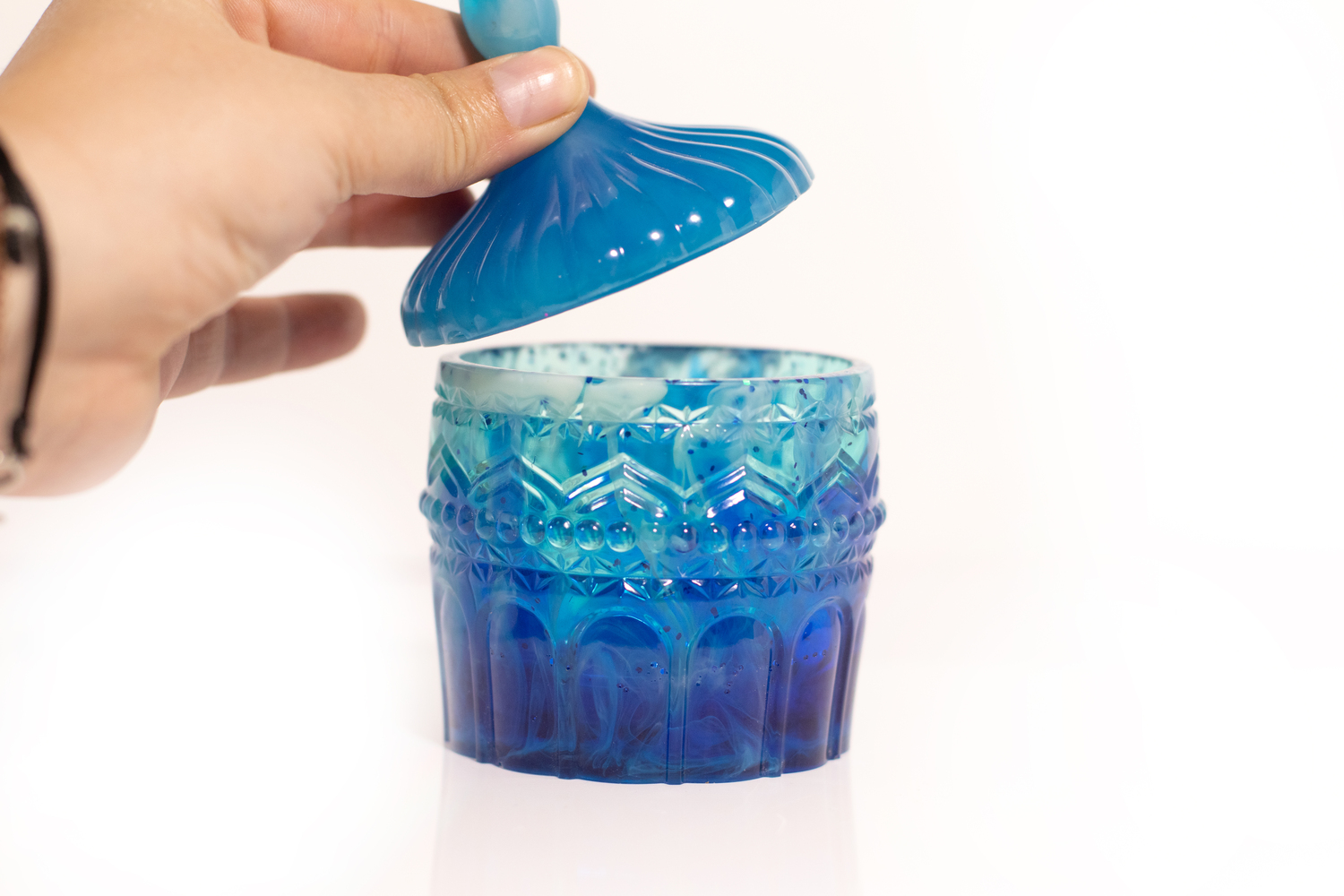 Joyero azul perlado elegante y muy decorativo - Imagen 2