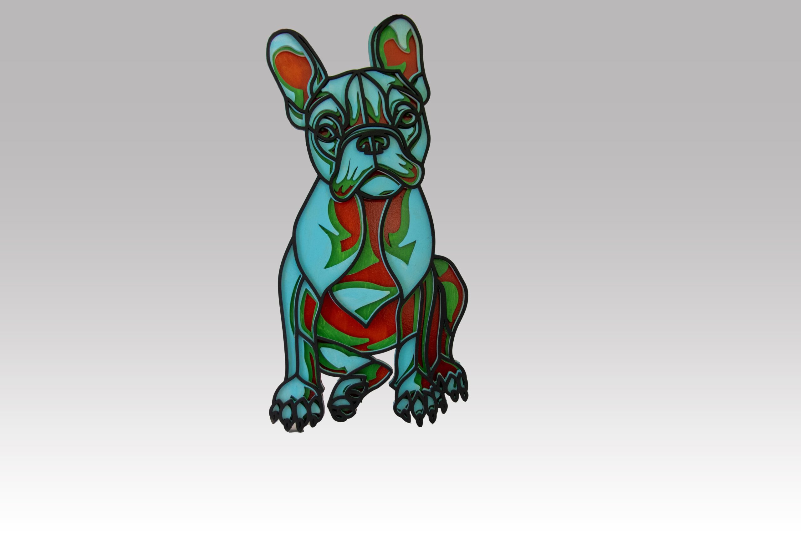 Cuadros mandala multicapa forma de French bulldog