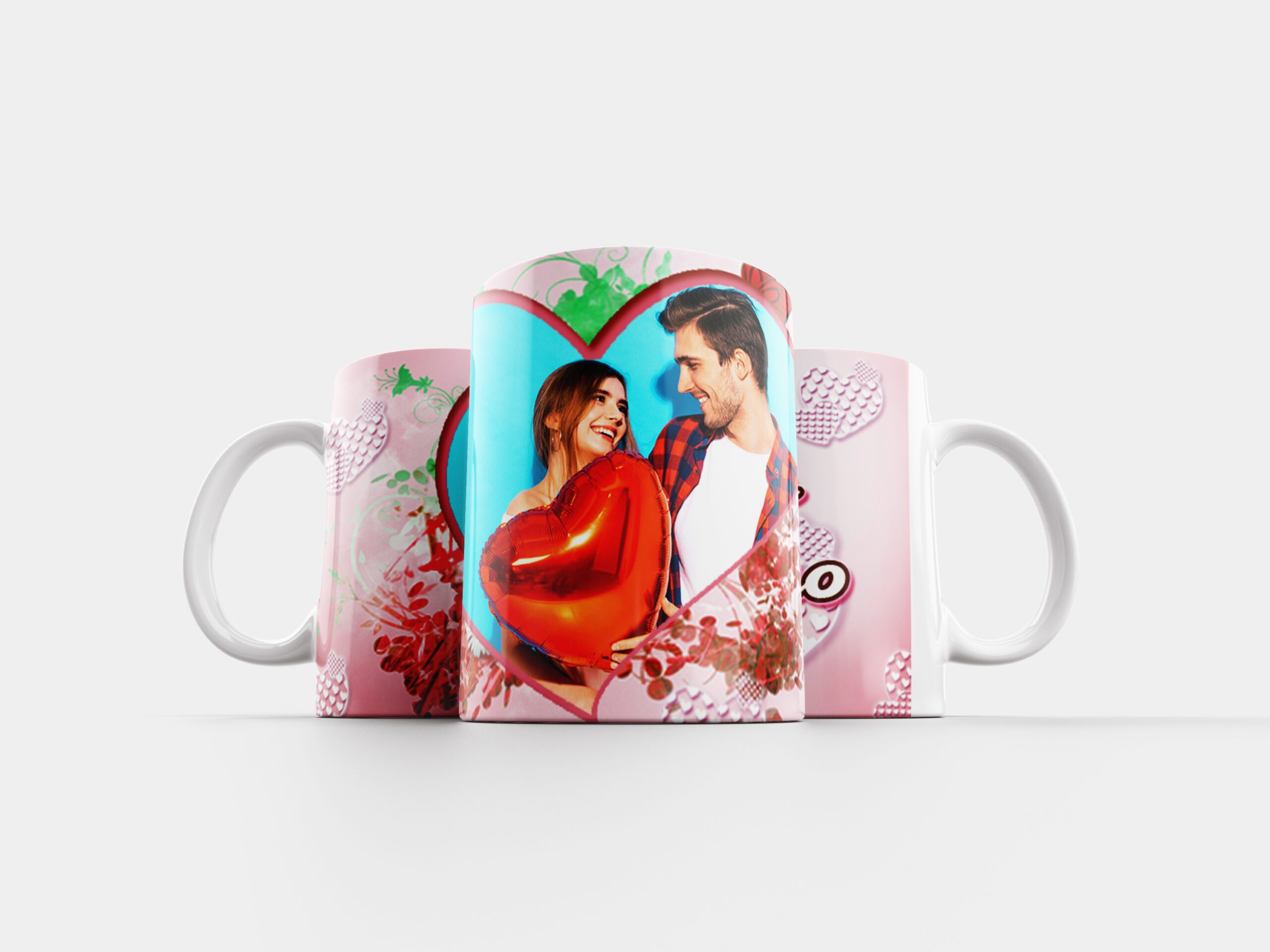 Tazas personalizable con foto y nombre de diseño Romántico