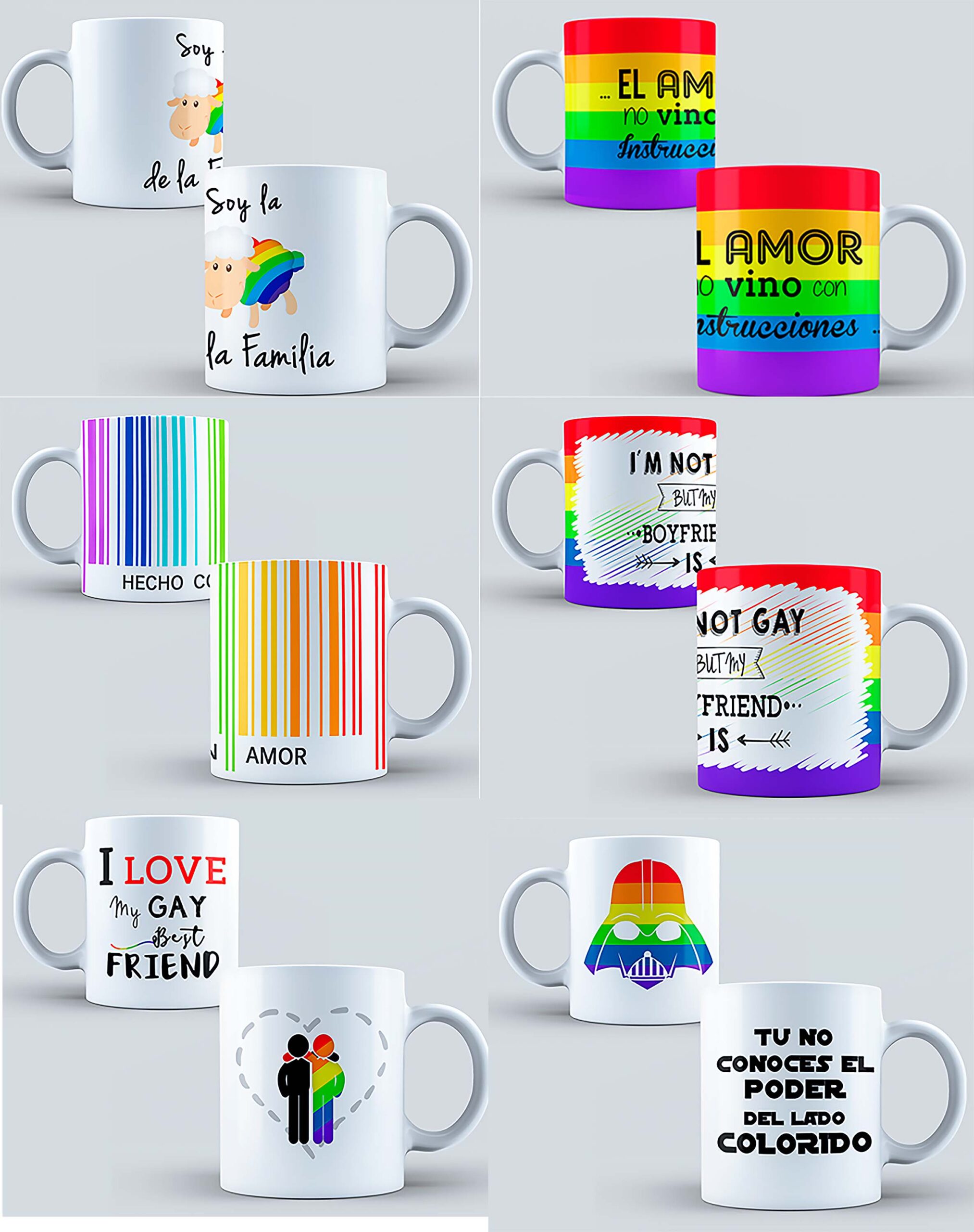 Tazas con diseño para el mes del orgullo LGBTQ+