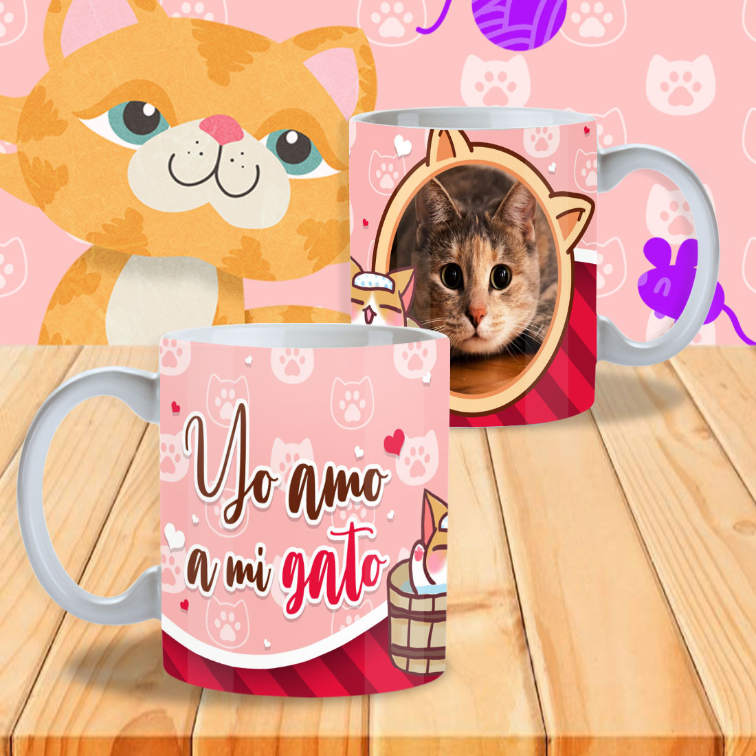 Tazas con diseños personalizable de Gatitos