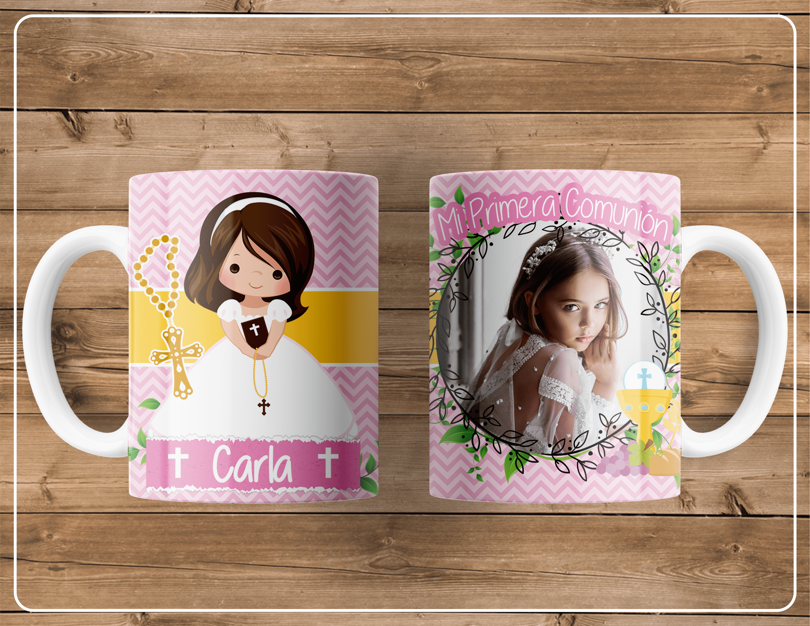 Tazas con diseños primera comunión personalizables con foto