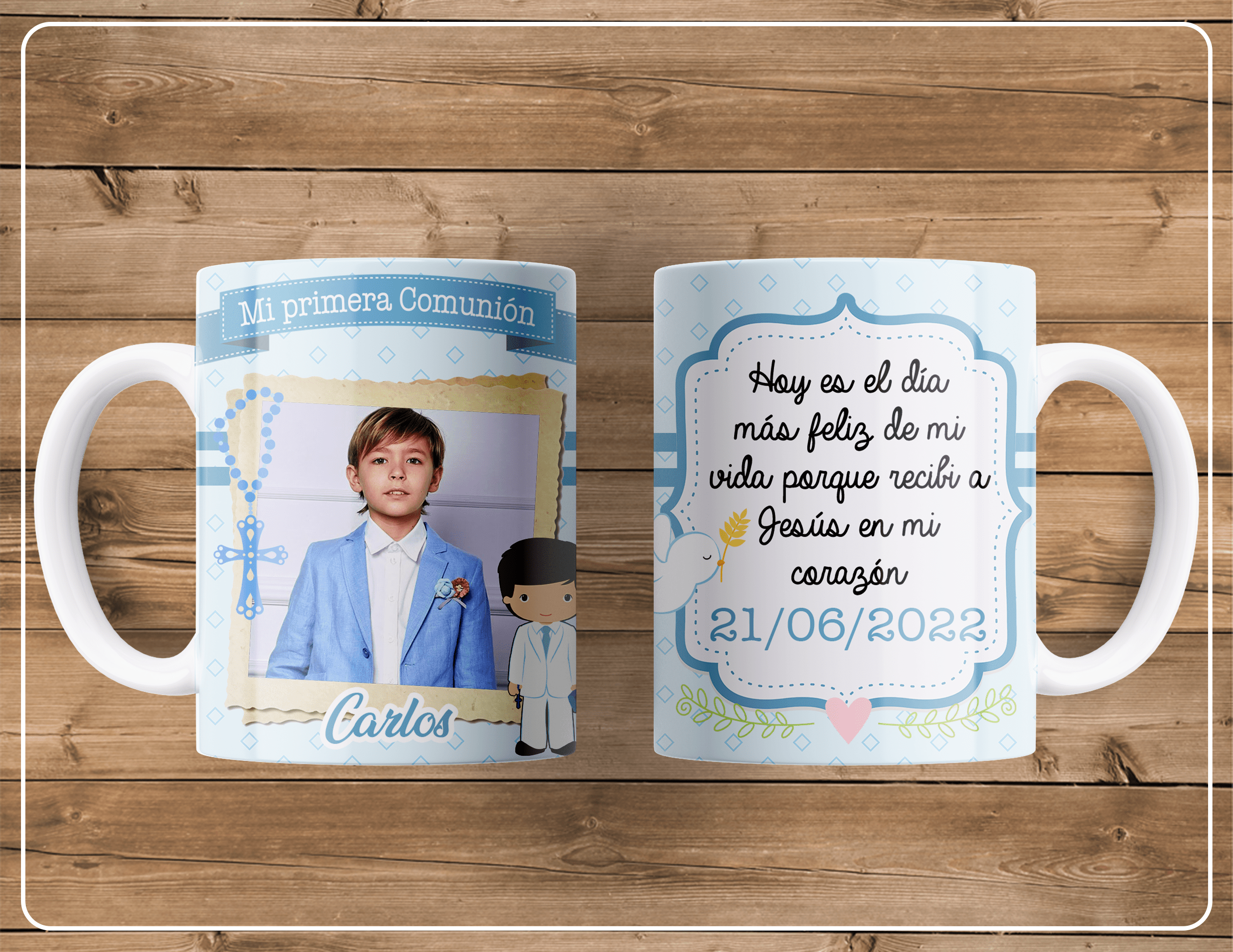 Tazas con diseños primera comunión personalizables con foto - Imagen 2