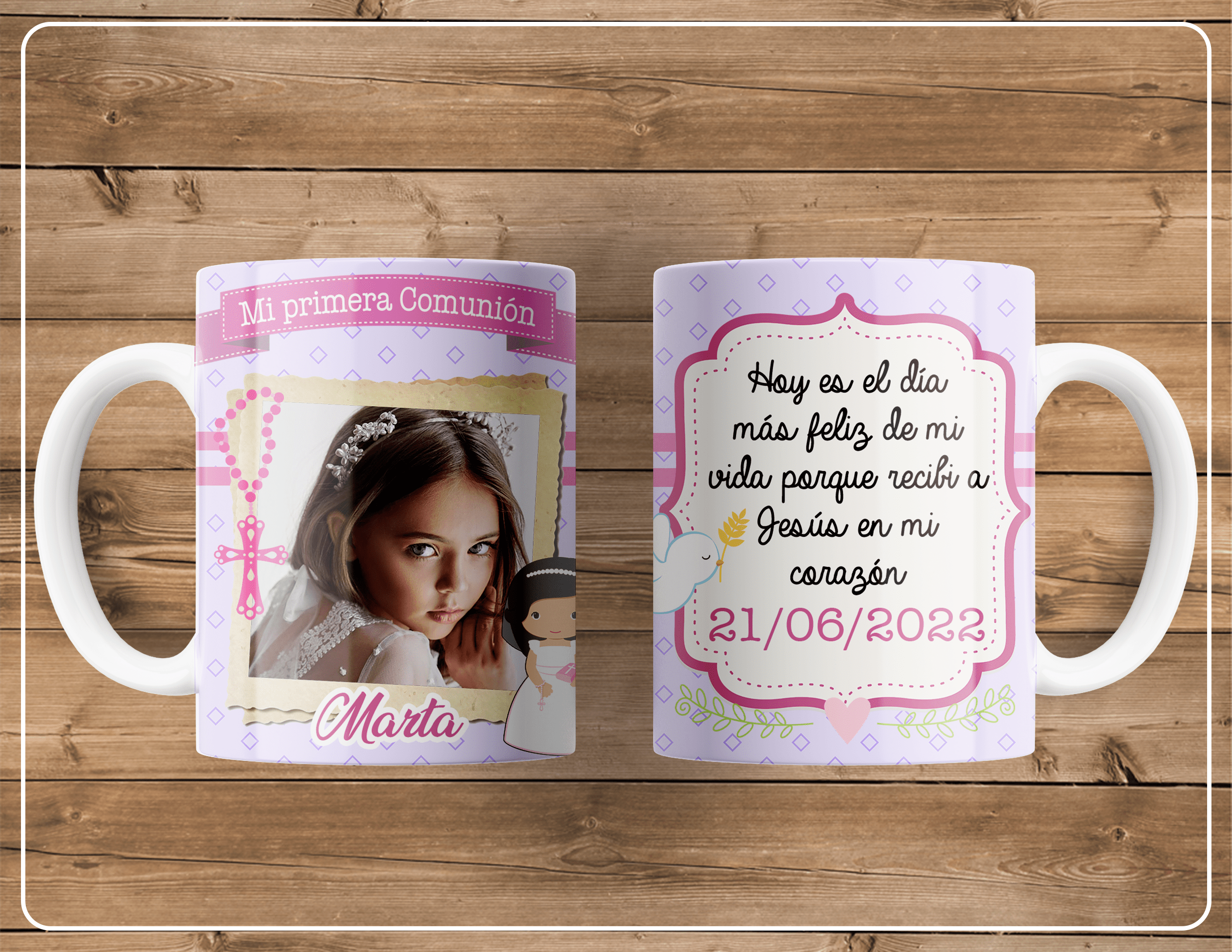 Tazas con diseños primera comunión personalizables con foto - Imagen 3