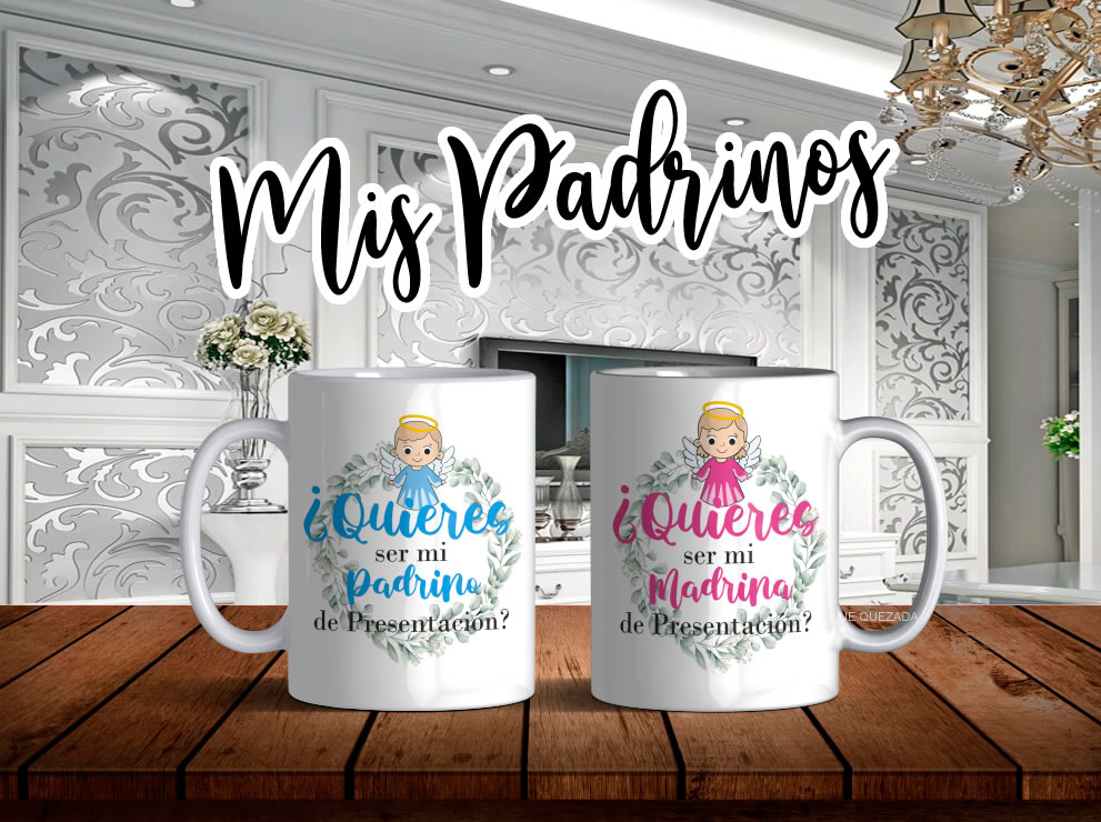 Tazas con diseños Padrinos y Madrinas