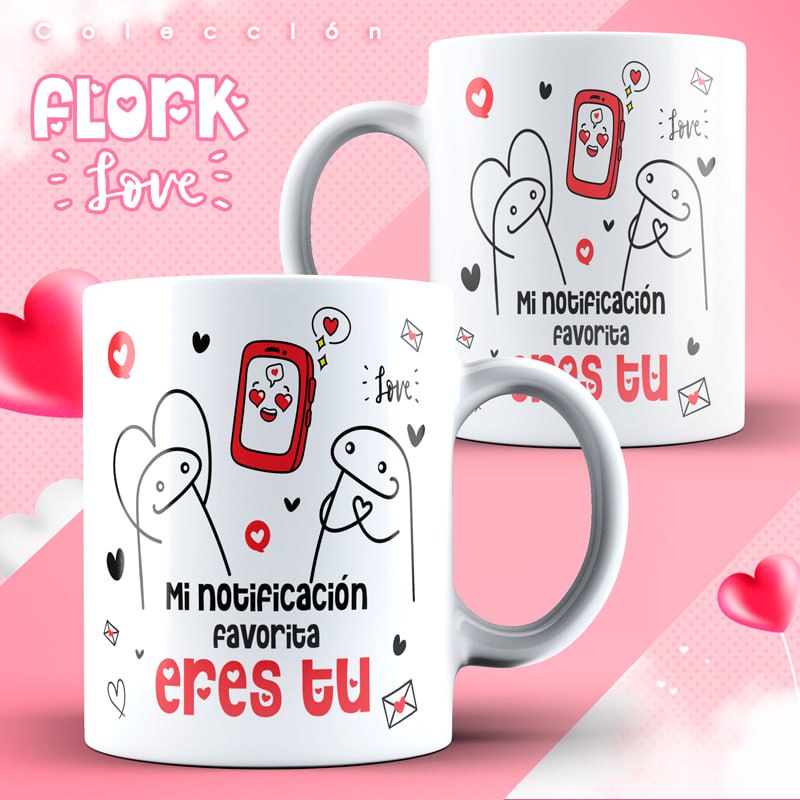 Tazas con diseños romanticos dibujados con florks - Imagen 3