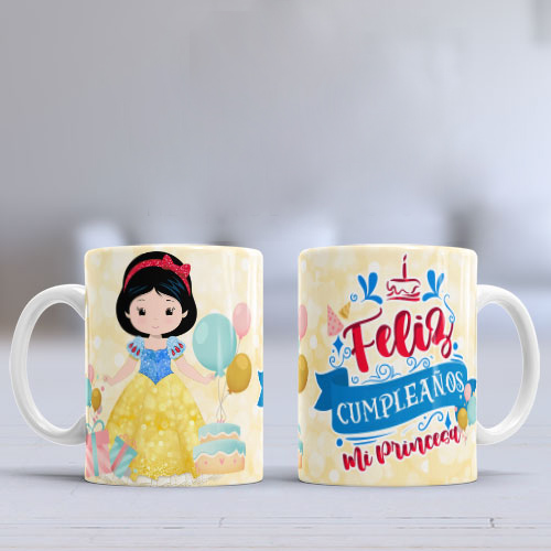 Tazas diseño princesas disney feliz cumpleaños - Imagen 2