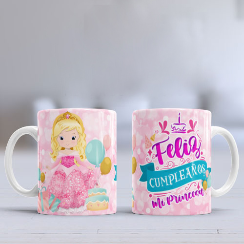 Tazas diseño princesas disney feliz cumpleaños - Imagen 9