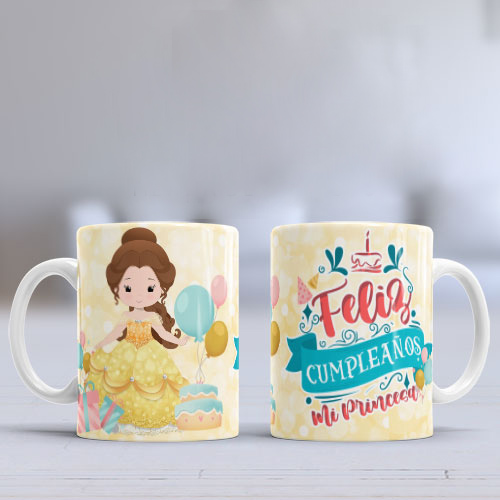 Tazas diseño princesas disney feliz cumpleaños - Imagen 3