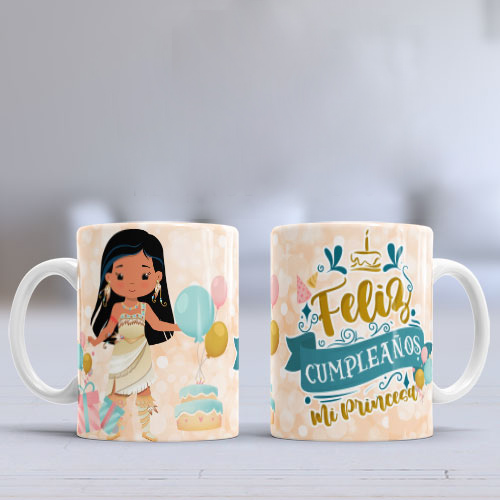 Tazas diseño princesas disney feliz cumpleaños - Imagen 5