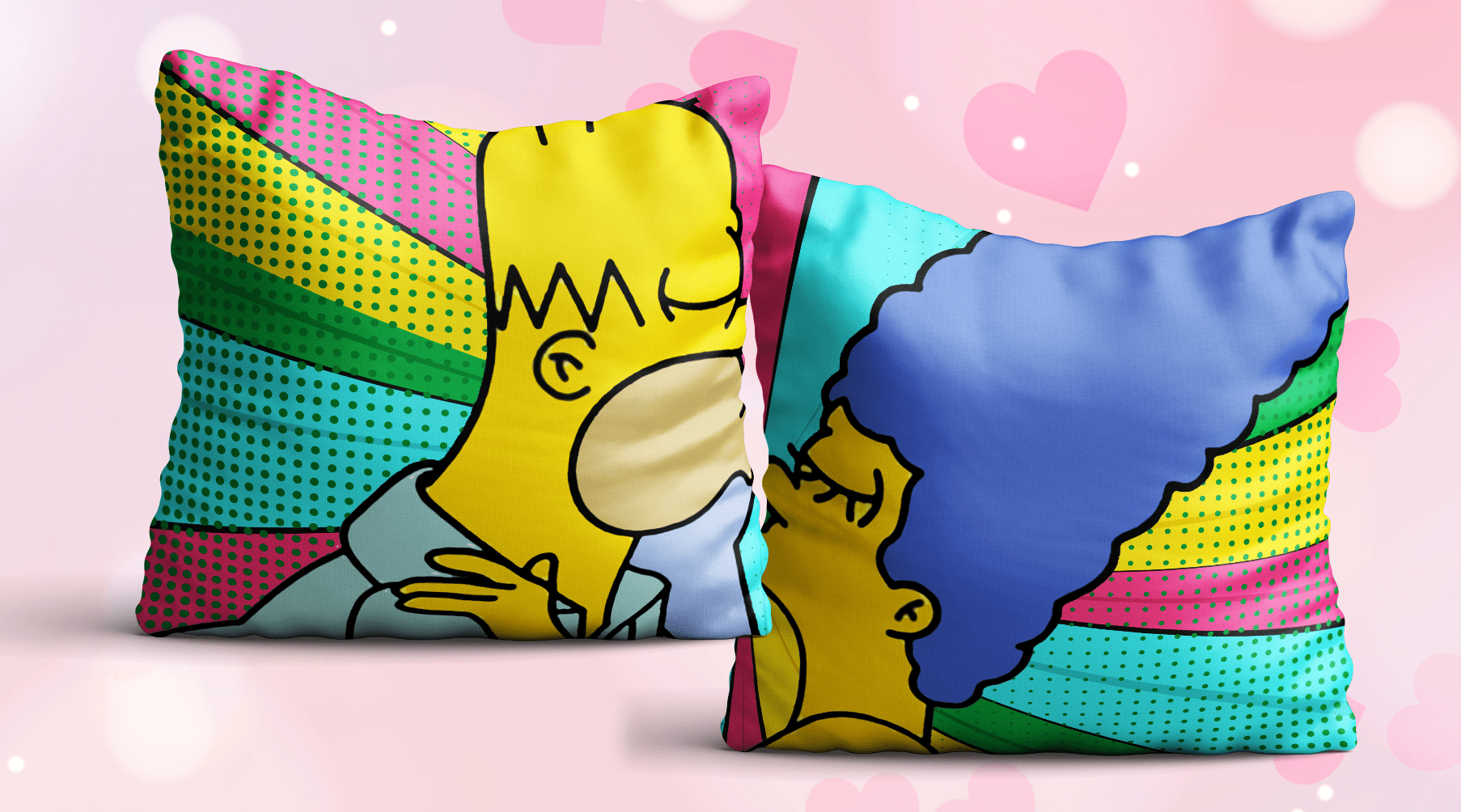 Cojín romántico con dibujo de los Simpsons