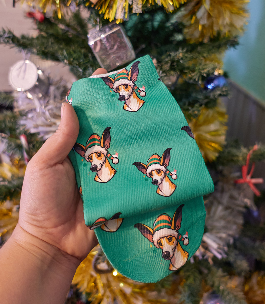 Calcetines diseño Podenco navideño