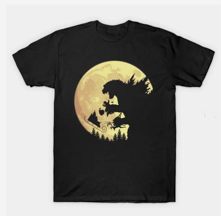 Camiseta diseño Godzilla en navidad