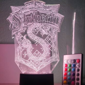 Lámpara 3D en Acrílico con Diseño de Slytherin de Howars
